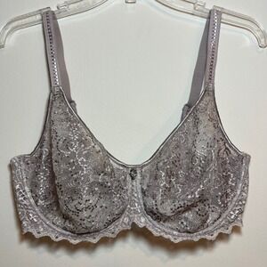 Empreinte Bra Cassiopee Full Cup Unlined Embroidered Lace Underwire Taupe 36E